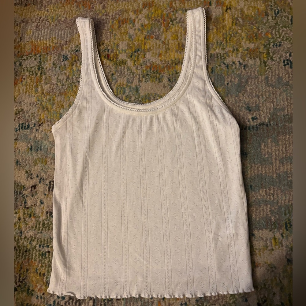 White Ribbed Tank Top